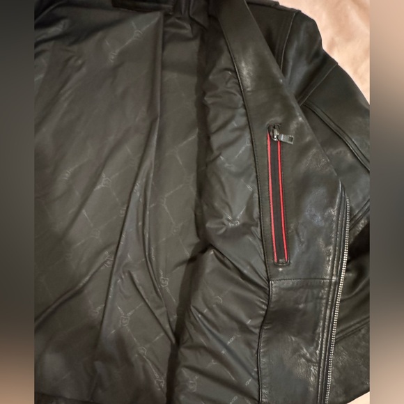 Andrew Marc Black Leather Moto Jacket XL Asymmetrical Zip Biker Genuine Leather - Picture 4 of 11